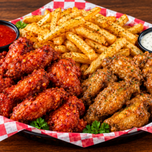 15 Pcs Wings (W/ Fries) — Hot & Mild Wings & Fries.