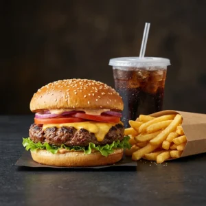 Cheese Burger Combo (with Fries & Soda)